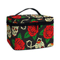 Rose Flower Sugar Skull Pattern Print Travel Makeup Bag