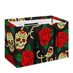 Rose Flower Sugar Skull Pattern Print Utility Tote Bag