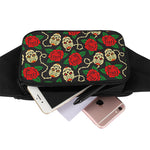 Rose Flower Sugar Skull Pattern Print Waist Bag