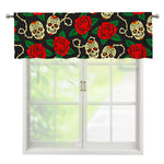 Rose Flower Sugar Skull Pattern Print Window Valance