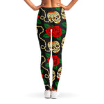 Rose Flower Sugar Skull Pattern Print Women's Leggings