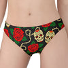 Rose Flower Sugar Skull Pattern Print Women's Panties