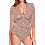 Rose Gold Glitter Artwork Print (NOT Real Glitter) Long Sleeve Swimsuit