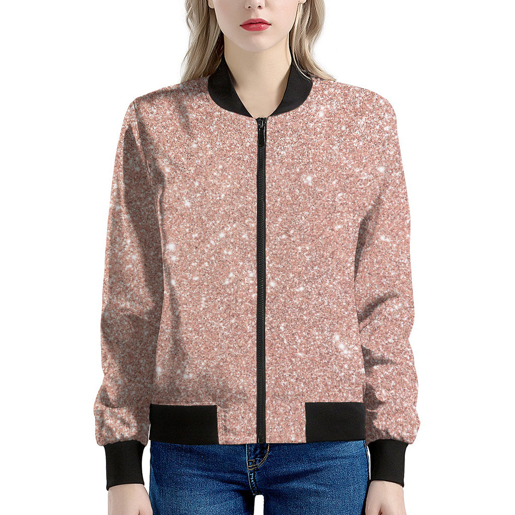 Rose Gold Glitter Artwork Print (NOT Real Glitter) Women's Bomber Jacket