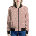 Rose Gold (NOT Real) Glitter Print Women's Bomber Jacket