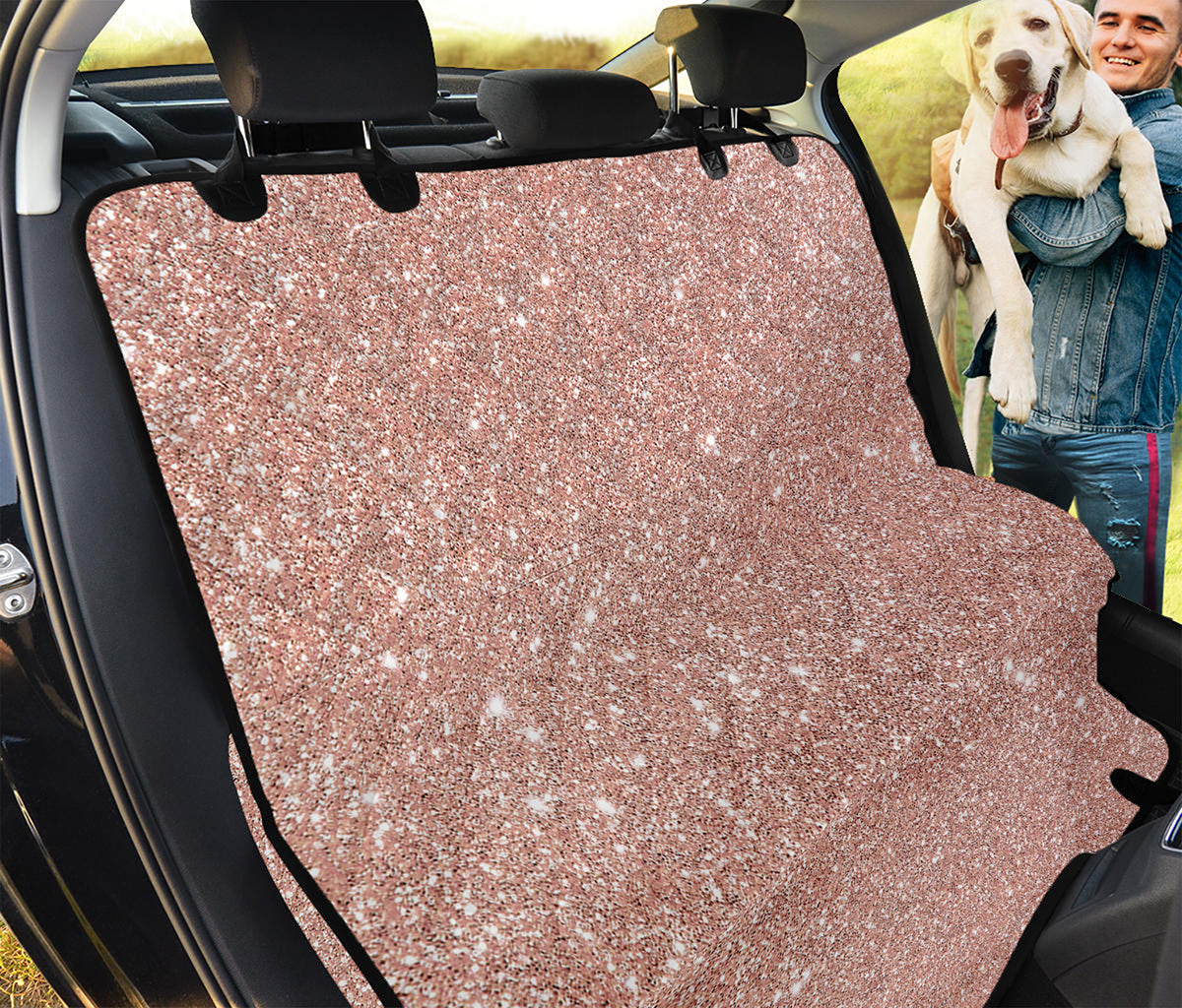 Rose Gold (NOT Real) Glitter Print Pet Car Back Seat Cover