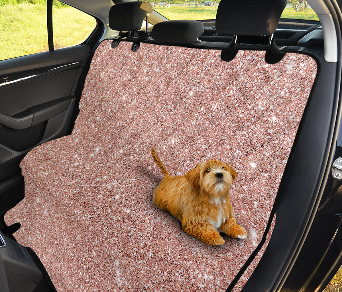 Rose Gold (NOT Real) Glitter Print Pet Car Back Seat Cover