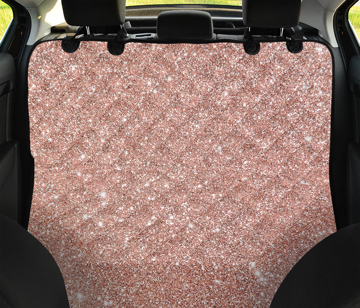 Rose Gold (NOT Real) Glitter Print Pet Car Back Seat Cover