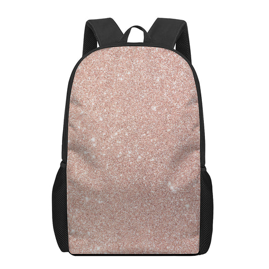 Rose Gold (NOT Real) Glitter Print 17 Inch Backpack