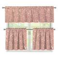 Rose Gold (NOT Real) Glitter Print 3 Piece Kitchen Curtains