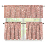 Rose Gold (NOT Real) Glitter Print 3 Piece Kitchen Curtains