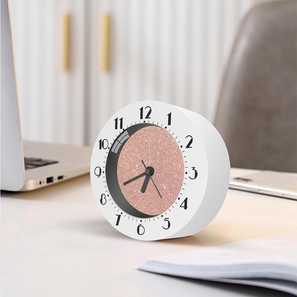 Rose Gold (NOT Real) Glitter Print Alarm Clock