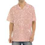 Rose Gold (NOT Real) Glitter Print Aloha Shirt