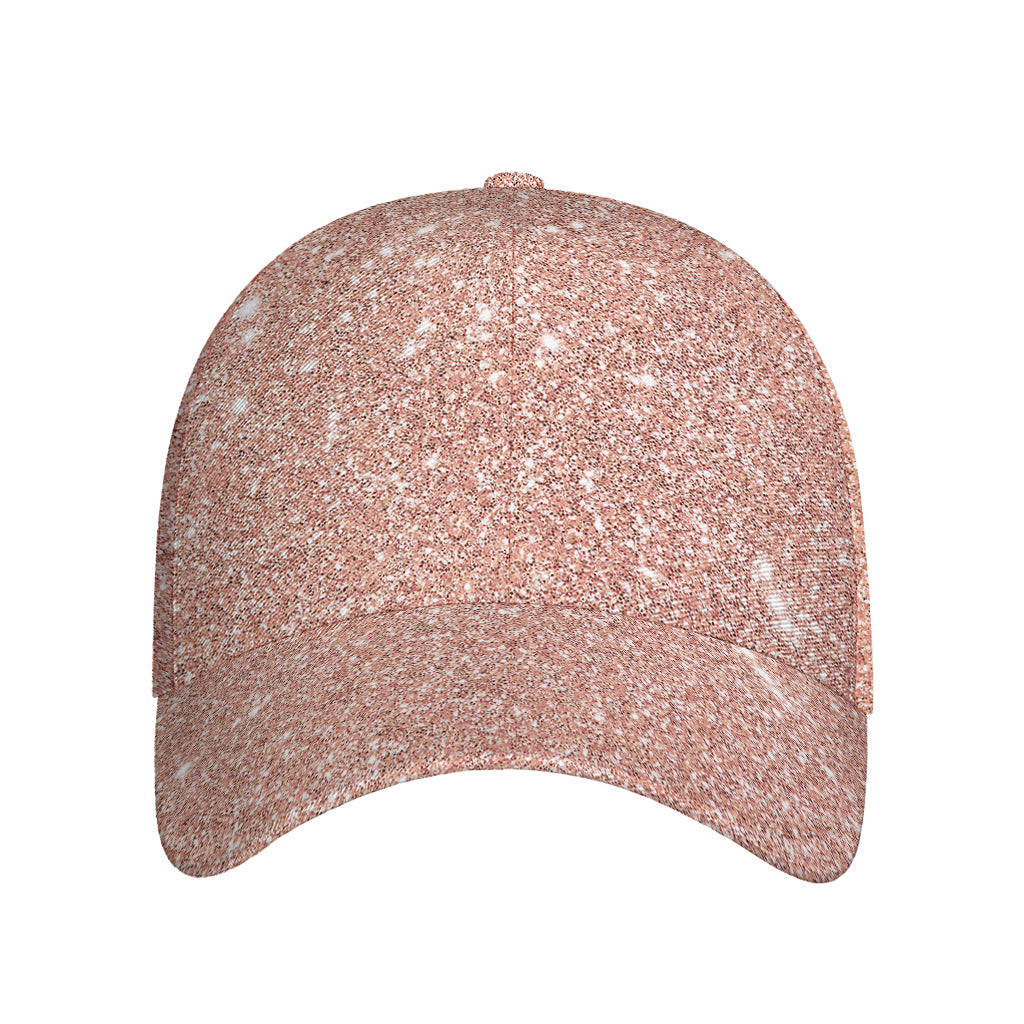 Rose Gold (NOT Real) Glitter Print Baseball Cap