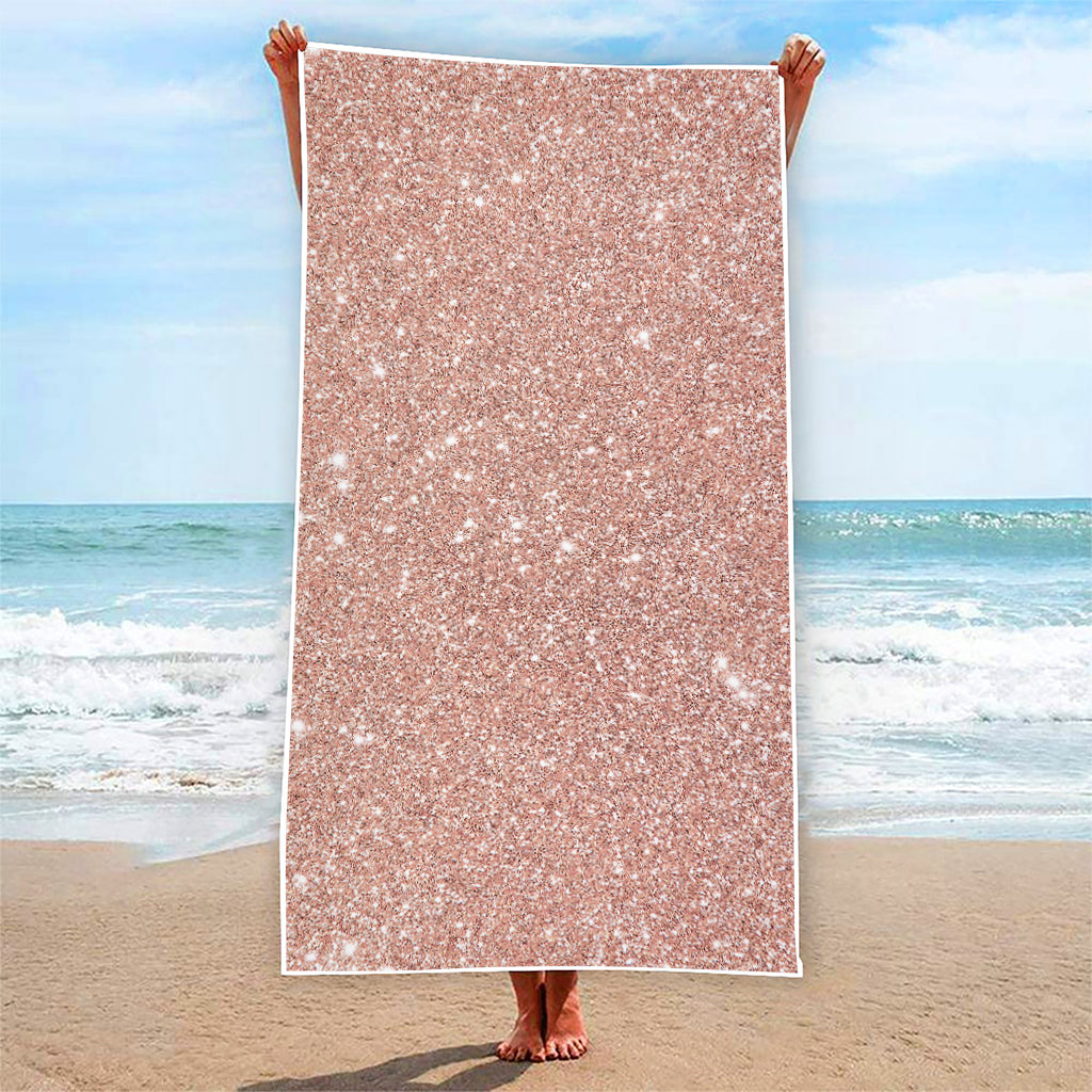 Rose Gold (NOT Real) Glitter Print Beach Towel