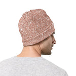 Rose Gold (NOT Real) Glitter Print Beanie