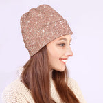 Rose Gold (NOT Real) Glitter Print Beanie
