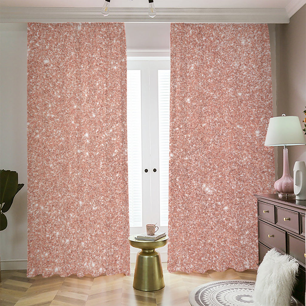 Rose Gold (NOT Real) Glitter Print Blackout Pencil Pleat Curtains