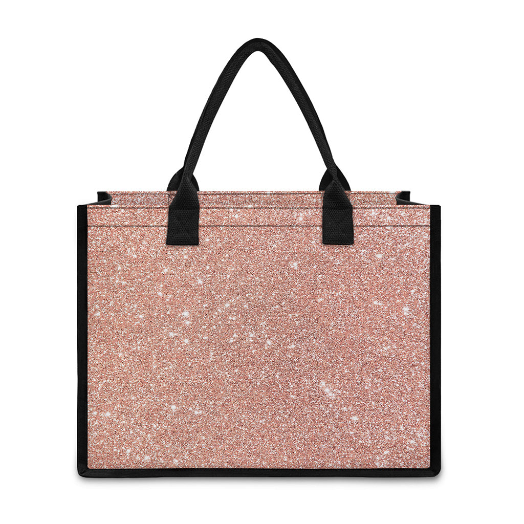 Rose Gold (NOT Real) Glitter Print Canvas Tote Bag