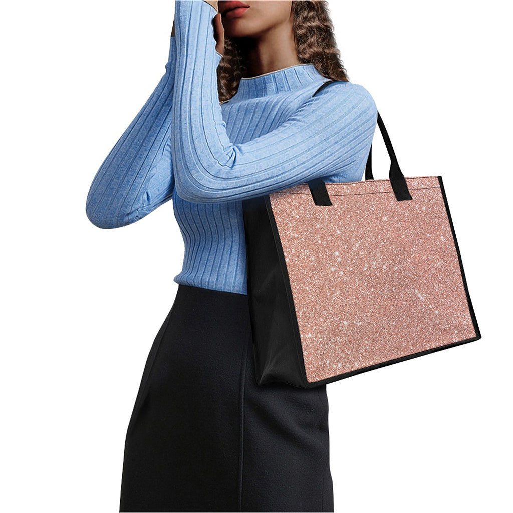 Rose Gold (NOT Real) Glitter Print Canvas Tote Bag