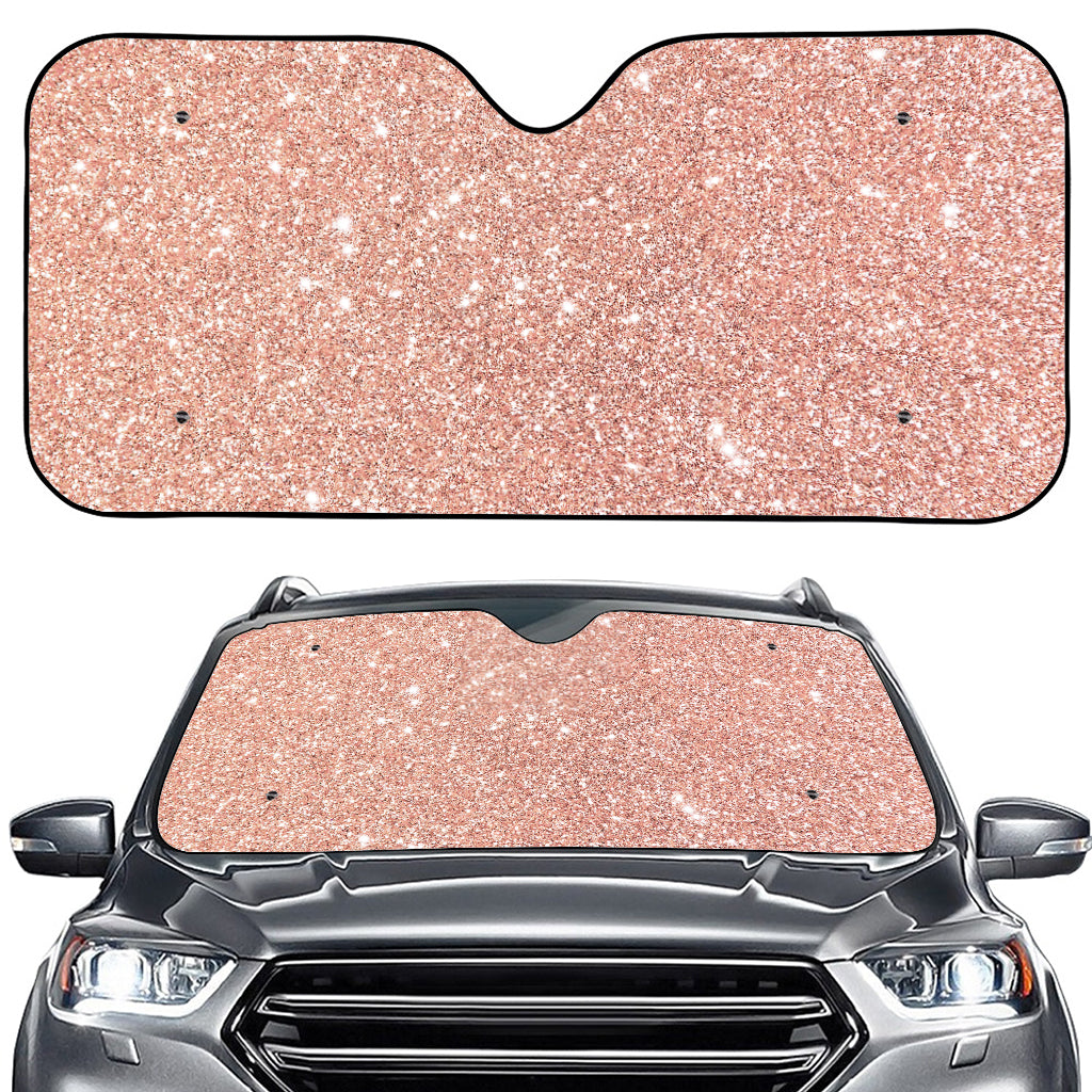 Rose Gold (NOT Real) Glitter Print Car Windshield Sun Shade