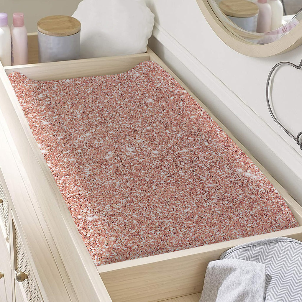 Rose Gold (NOT Real) Glitter Print Changing Pad Cover