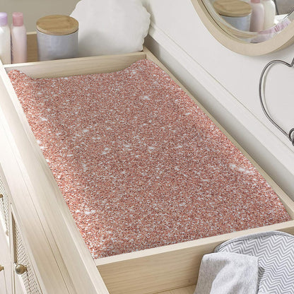 Rose Gold (NOT Real) Glitter Print Changing Pad Cover