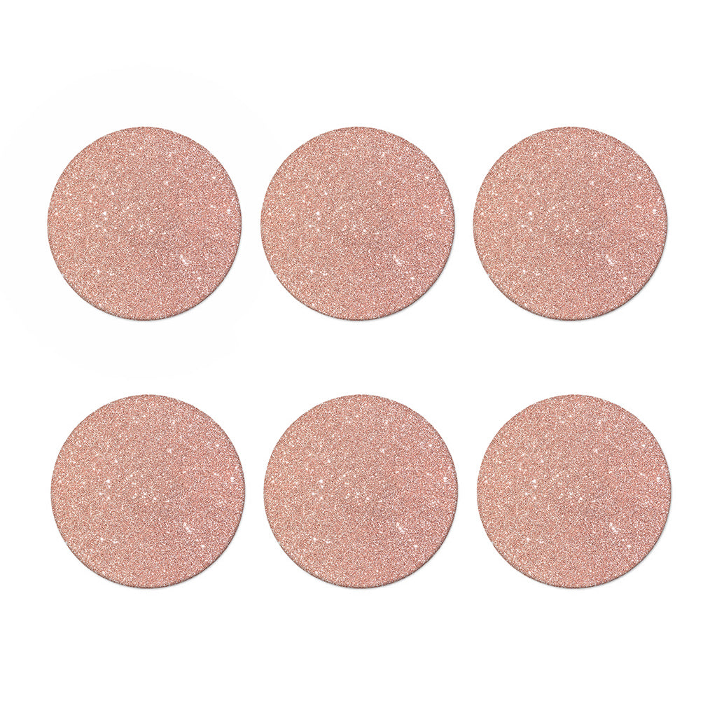 Rose Gold (NOT Real) Glitter Print Coaster Set