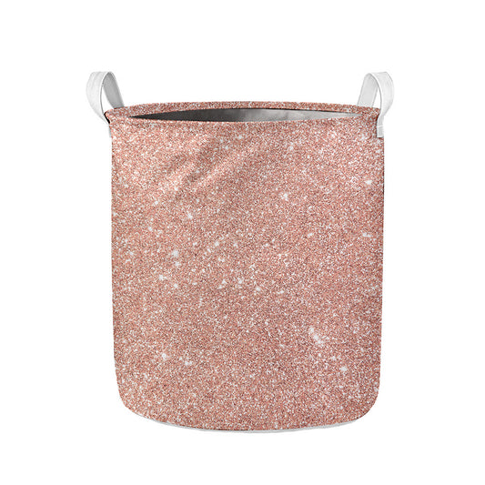 Rose Gold (NOT Real) Glitter Print Collapsible Laundry Basket