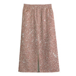 Rose Gold (NOT Real) Glitter Print Cotton Front Slit Maxi Skirt
