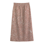 Rose Gold (NOT Real) Glitter Print Cotton Front Slit Maxi Skirt