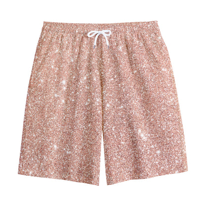 Rose Gold (NOT Real) Glitter Print Cotton Shorts
