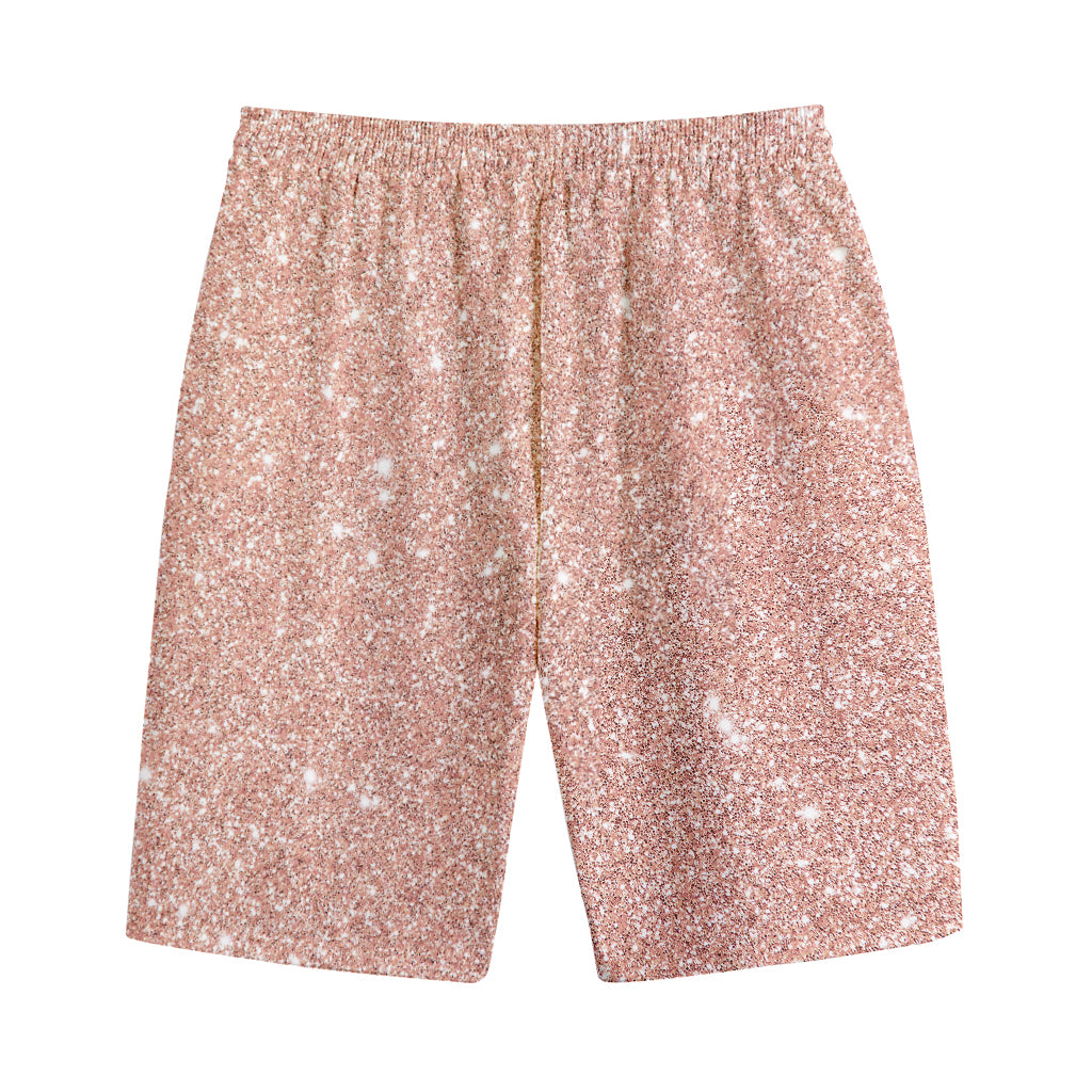 Rose Gold (NOT Real) Glitter Print Cotton Shorts