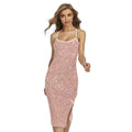 Rose Gold (NOT Real) Glitter Print Cross Back Cami Dress