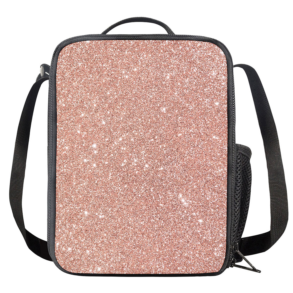 Rose Gold (NOT Real) Glitter Print Crossbody Lunch Bag