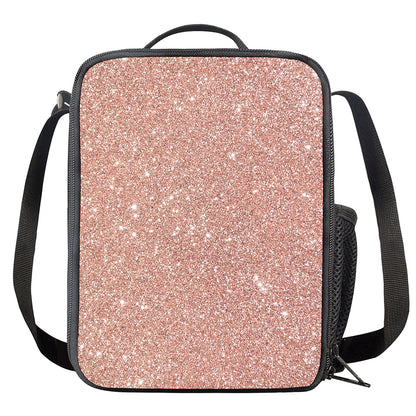 Rose Gold (NOT Real) Glitter Print Crossbody Lunch Bag