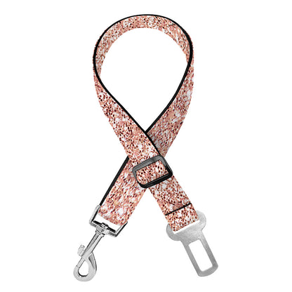 Rose Gold (NOT Real) Glitter Print Dog Seat Belt