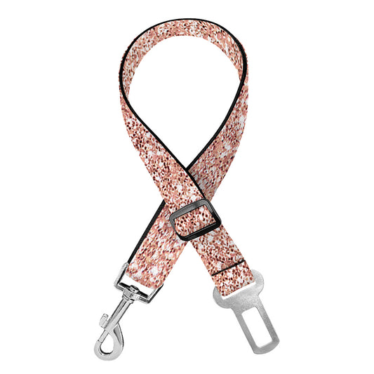 Rose Gold (NOT Real) Glitter Print Dog Seat Belt