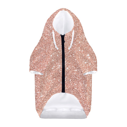 Rose Gold (NOT Real) Glitter Print Dog Zip Up Hoodie