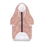 Rose Gold (NOT Real) Glitter Print Dog Zip Up Hoodie