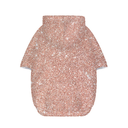 Rose Gold (NOT Real) Glitter Print Dog Zip Up Hoodie