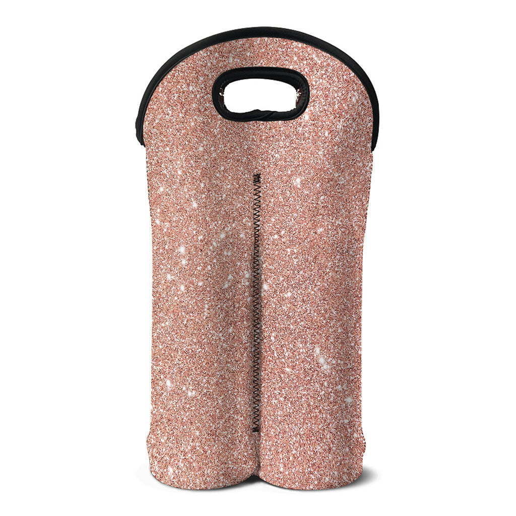 Rose Gold (NOT Real) Glitter Print Double Neoprene Wine Tote