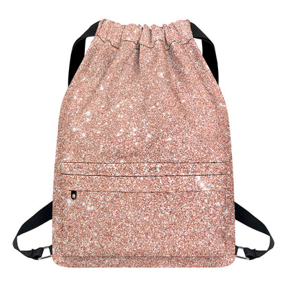 Rose Gold (NOT Real) Glitter Print Drawstring Backpack