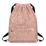 Rose Gold (NOT Real) Glitter Print Drawstring Backpack