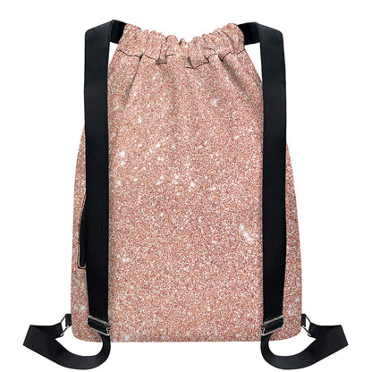 Rose Gold (NOT Real) Glitter Print Drawstring Backpack