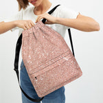 Rose Gold (NOT Real) Glitter Print Drawstring Backpack
