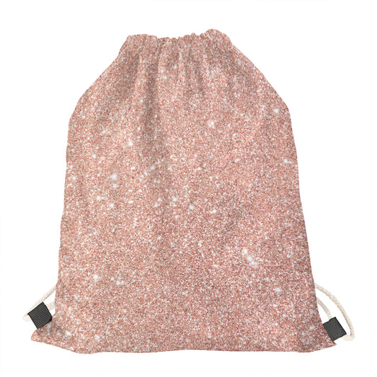 Rose Gold (NOT Real) Glitter Print Drawstring Bag