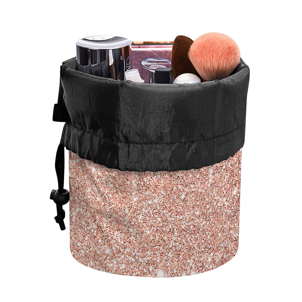 Rose Gold (NOT Real) Glitter Print Drawstring Makeup Bag