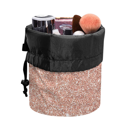 Rose Gold (NOT Real) Glitter Print Drawstring Makeup Bag