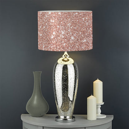 Rose Gold (NOT Real) Glitter Print Drum Lamp Shade